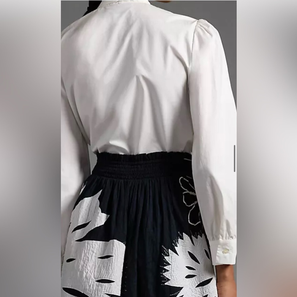 ANTHROPOLOGIE MAEVE TIERED FLORAL SKIRT BLACK & WHITE SIZE S NWT - Picture 6 of 14